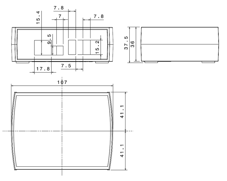 FOX Case external dimension. All quotes are in millimeters