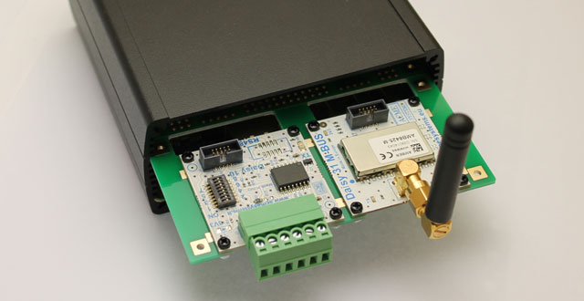 Two holes are available to run daisy flat cables to the Terra board placed below